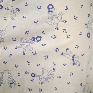 70s NOVELTY PIXILATED DANCING MUSIC PRINT BUTTON THROUGH DRESS - M