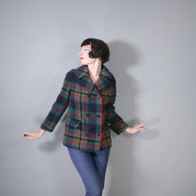 Load image into Gallery viewer, 60s GREEN AND RED PLAID CHECK JACKET / MINI PEA COAT - M