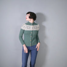 Load image into Gallery viewer, FOREST GREEN FAIRISLE SCOTTISH WOOL CARDIGAN BY PITLOCHRY - XXS-XS