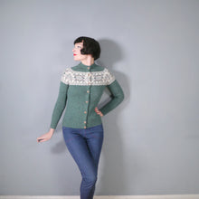 Load image into Gallery viewer, FOREST GREEN FAIRISLE SCOTTISH WOOL CARDIGAN BY PITLOCHRY - XXS-XS