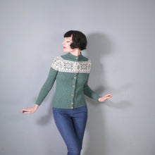 Load image into Gallery viewer, FOREST GREEN FAIRISLE SCOTTISH WOOL CARDIGAN BY PITLOCHRY - XXS-XS