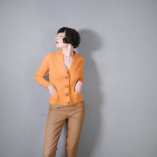 Load image into Gallery viewer, 60s LIGHT ORANGE RIB KNIT V-NECK COLLEGE CARDIGAN - S