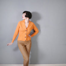 Load image into Gallery viewer, 60s LIGHT ORANGE RIB KNIT V-NECK COLLEGE CARDIGAN - S