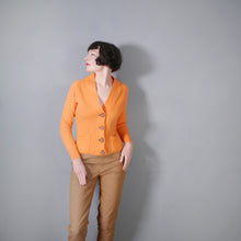 Load image into Gallery viewer, 60s LIGHT ORANGE RIB KNIT V-NECK COLLEGE CARDIGAN - S