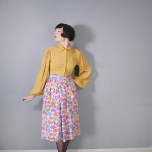 40s COLOURFUL AUTUMNAL LEAF PRINT SOFT RAYON SKIRT - 25"