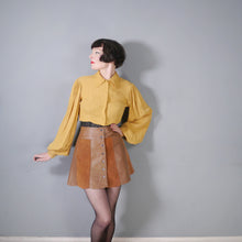 Load image into Gallery viewer, 70s BROWN PANELLED HANDMADE SUEDE LEATHER SKIRT - 30&quot;