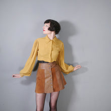 Load image into Gallery viewer, 70s BROWN PANELLED HANDMADE SUEDE LEATHER SKIRT - 30&quot;