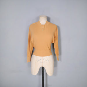 50s 60s IAN PETERS ORANGE RIBBED COTTON DOLMAN SLEEVE TOP / SWEATER - M