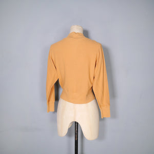 50s 60s IAN PETERS ORANGE RIBBED COTTON DOLMAN SLEEVE TOP / SWEATER - M