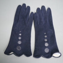 Load image into Gallery viewer, NAVY BLUE SUPPLE LEATHER AND SUEDE GLOVES BY TREFOUSSE 6.75