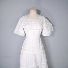 Load image into Gallery viewer, 70s WHITE JONATHAN LOGAN PINK TUCK AND LACE MEXICAN STYLE MAXI DRESS - XS-S