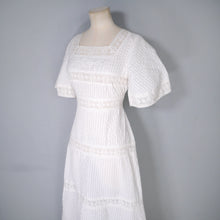 Load image into Gallery viewer, 70s WHITE JONATHAN LOGAN PINK TUCK AND LACE MEXICAN STYLE MAXI DRESS - XS-S