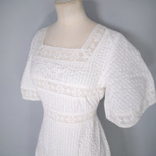 Load image into Gallery viewer, 70s WHITE JONATHAN LOGAN PINK TUCK AND LACE MEXICAN STYLE MAXI DRESS - XS-S