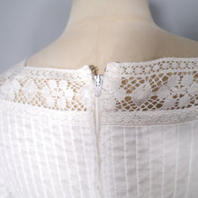 Load image into Gallery viewer, 70s WHITE JONATHAN LOGAN PINK TUCK AND LACE MEXICAN STYLE MAXI DRESS - XS-S