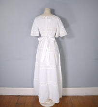 Load image into Gallery viewer, 70s WHITE JONATHAN LOGAN PINK TUCK AND LACE MEXICAN STYLE MAXI DRESS - XS-S