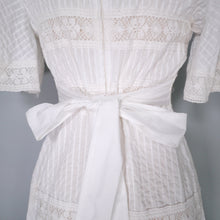 Load image into Gallery viewer, 70s WHITE JONATHAN LOGAN PINK TUCK AND LACE MEXICAN STYLE MAXI DRESS - XS-S