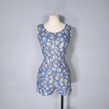 Load image into Gallery viewer, 50s LAZAR SPORTS BLUE GREY SHELL PRINT COTTON ROMPER / PLAYSUIT - XS