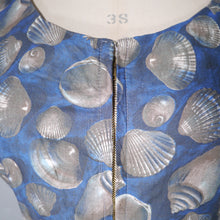 Load image into Gallery viewer, 50s LAZAR SPORTS BLUE GREY SHELL PRINT COTTON ROMPER / PLAYSUIT - XS