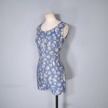 Load image into Gallery viewer, 50s LAZAR SPORTS BLUE GREY SHELL PRINT COTTON ROMPER / PLAYSUIT - XS