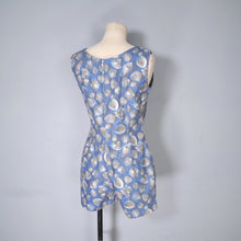 Load image into Gallery viewer, 50s LAZAR SPORTS BLUE GREY SHELL PRINT COTTON ROMPER / PLAYSUIT - XS