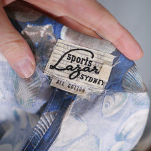 Load image into Gallery viewer, 50s LAZAR SPORTS BLUE GREY SHELL PRINT COTTON ROMPER / PLAYSUIT - XS