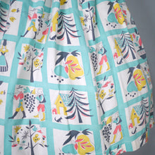 Load image into Gallery viewer, 50s HANDMADE PASTEL BLUE MID CENTURY FOLK PRINT FARMER FULL SKIRT - 26&quot;