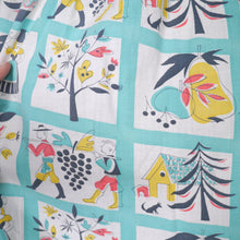 Load image into Gallery viewer, 50s HANDMADE PASTEL BLUE MID CENTURY FOLK PRINT FARMER FULL SKIRT - 26&quot;