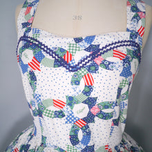 Load image into Gallery viewer, 80s DOES 50s CHIPIE WESTERN WEAR RICRAC PATCHWORK FULL SKIRTED SUN DRESS - XS-S