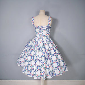 80s DOES 50s CHIPIE WESTERN WEAR RICRAC PATCHWORK FULL SKIRTED SUN DRESS - XS-S