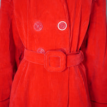 Load image into Gallery viewer, 40s BRIGHT RED CORDUROY CORD AUTUMN COAT WITH BELT - M