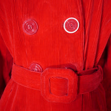 Load image into Gallery viewer, 40s BRIGHT RED CORDUROY CORD AUTUMN COAT WITH BELT - M