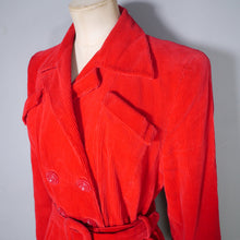 Load image into Gallery viewer, 40s BRIGHT RED CORDUROY CORD AUTUMN COAT WITH BELT - M