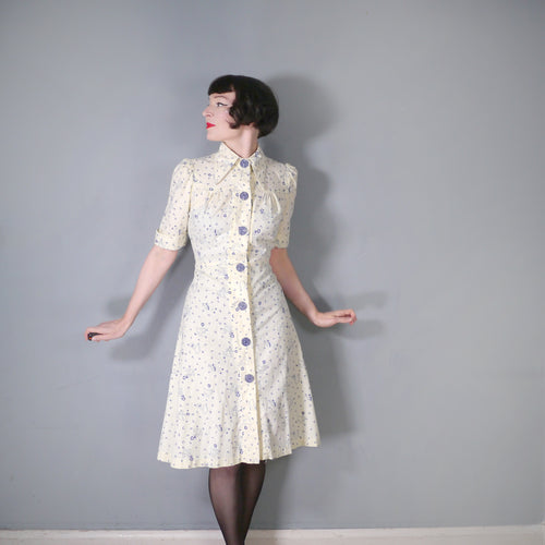 70s NOVELTY PIXILATED DANCING MUSIC PRINT BUTTON THROUGH DRESS - M