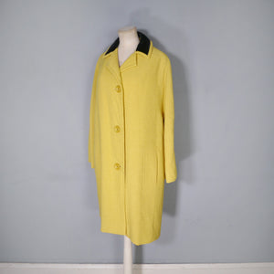 60s RODEX YELLOW GORSLAN WOOL TWEED CAR COAT WITH VELVET COLLAR - M-L