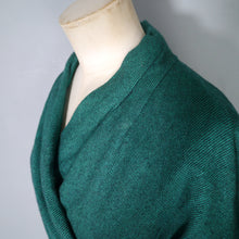 Load image into Gallery viewer, 60s EMERALD GREEN WOOL DRESS WITH WRAP BODICE - M