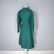 Load image into Gallery viewer, 60s EMERALD GREEN WOOL DRESS WITH WRAP BODICE - M