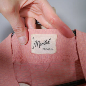 40s SOFT BALLET PINK TEA DRESS WITH SCALLOP AND BUTTON DETAIL - L / volup