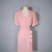 Load image into Gallery viewer, 40s SOFT BALLET PINK TEA DRESS WITH SCALLOP AND BUTTON DETAIL - L / volup