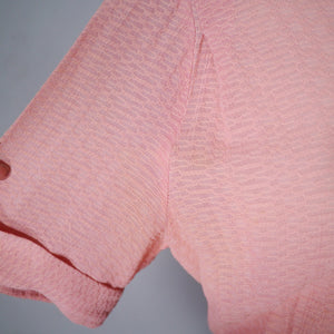 40s SOFT BALLET PINK TEA DRESS WITH SCALLOP AND BUTTON DETAIL - L / volup