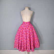 Load image into Gallery viewer, 70s DAVID SILVERMAN HOT PINK LIQUORICE ALLSORTS MIDI CIRCLE SKIRT - 24&quot;