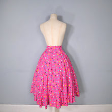 Load image into Gallery viewer, 70s DAVID SILVERMAN HOT PINK LIQUORICE ALLSORTS MIDI CIRCLE SKIRT - 24&quot;