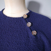 Load image into Gallery viewer, 50s BRITTANY CLUB NAVY BLUE BOUCLE KNIT FITTED DRESS - M-L