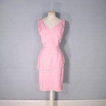 Load image into Gallery viewer, 50s 60s CLARALURA BALLET PINK TIERED WIGGLE DRESS WITH SCALLOP TRIMS - S