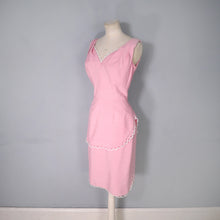Load image into Gallery viewer, 50s 60s CLARALURA BALLET PINK TIERED WIGGLE DRESS WITH SCALLOP TRIMS - S