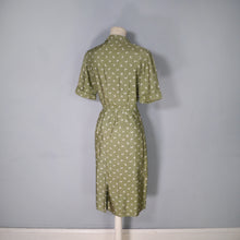 Load image into Gallery viewer, 40s 50s PURE SILK OLIVE GREEN MOON PRINT DRESS - S