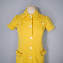 Load image into Gallery viewer, 60s YELLOW MOD PONTE KNIT BUTTON THROUGH MINI SHIFT DRESS - XS