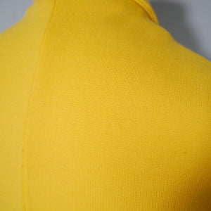 60s YELLOW MOD PONTE KNIT BUTTON THROUGH MINI SHIFT DRESS - XS