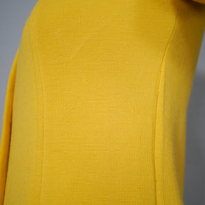 60s YELLOW MOD PONTE KNIT BUTTON THROUGH MINI SHIFT DRESS - XS