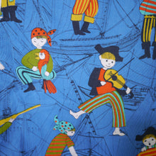 Load image into Gallery viewer, BLUE 60s NOVELTY WHIMSICAL PIRATE PRINT SHIFT DRESS - S-M
