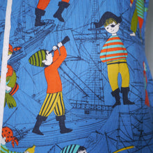 Load image into Gallery viewer, BLUE 60s NOVELTY WHIMSICAL PIRATE PRINT SHIFT DRESS - S-M